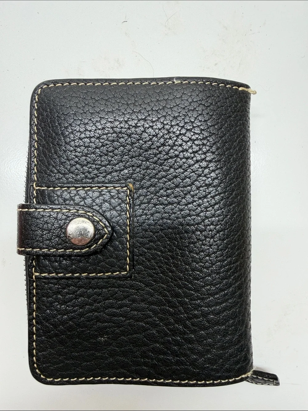 Dooney & Burke Black pebbled Leather Zip Wallet